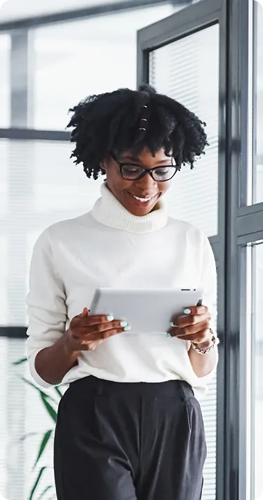 Woman looking at documents